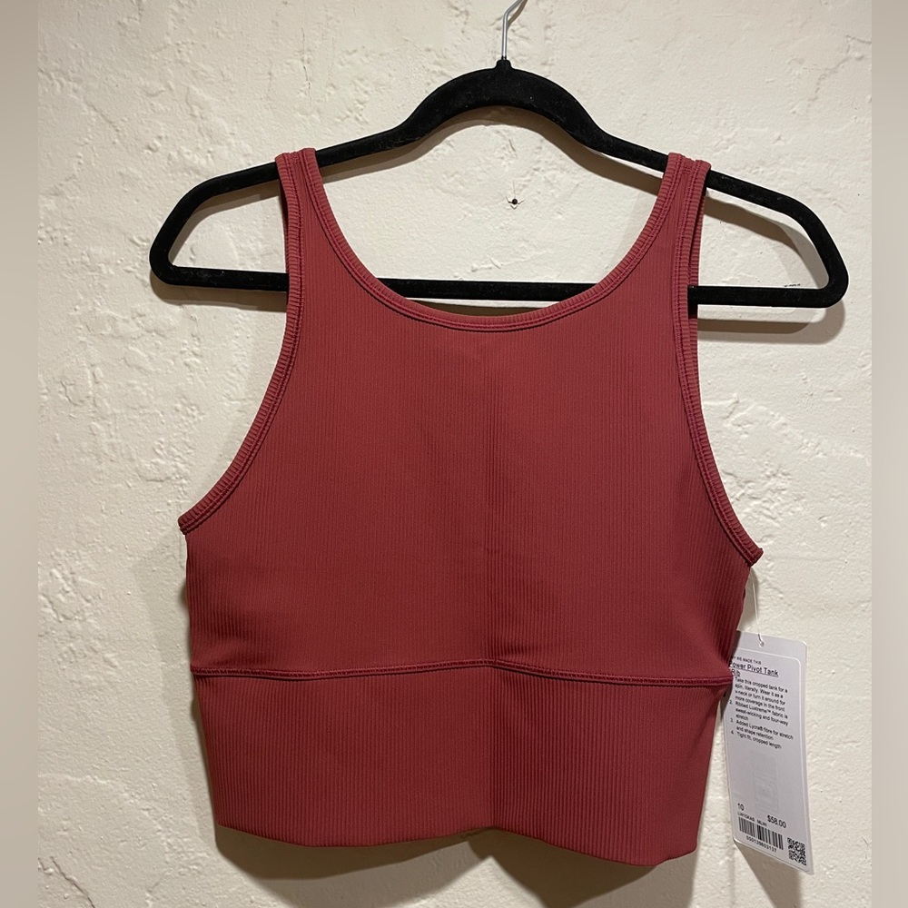 LULULEMON Power Pivot Ribbed Tank Red Ribbed Crop Tank Top NWT